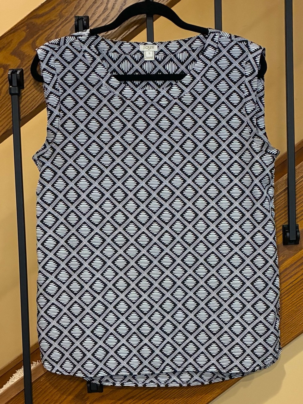 J. Crew Black & White Geometric Sleeveless Top